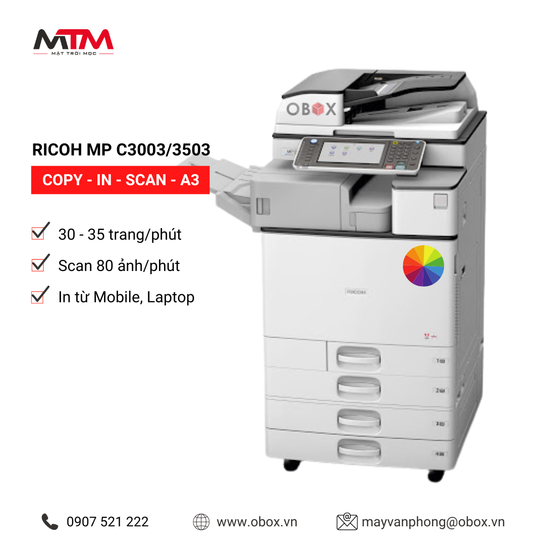 RICOH MP C3003/3503 - Gói thuê 100 màu 500 đen trắng/tháng